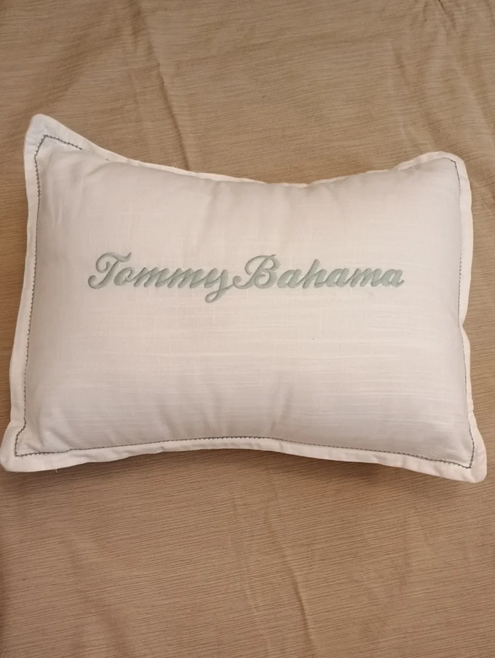 NWOT Tommy Bahama White/Teal Embroidered Decorative Pillow